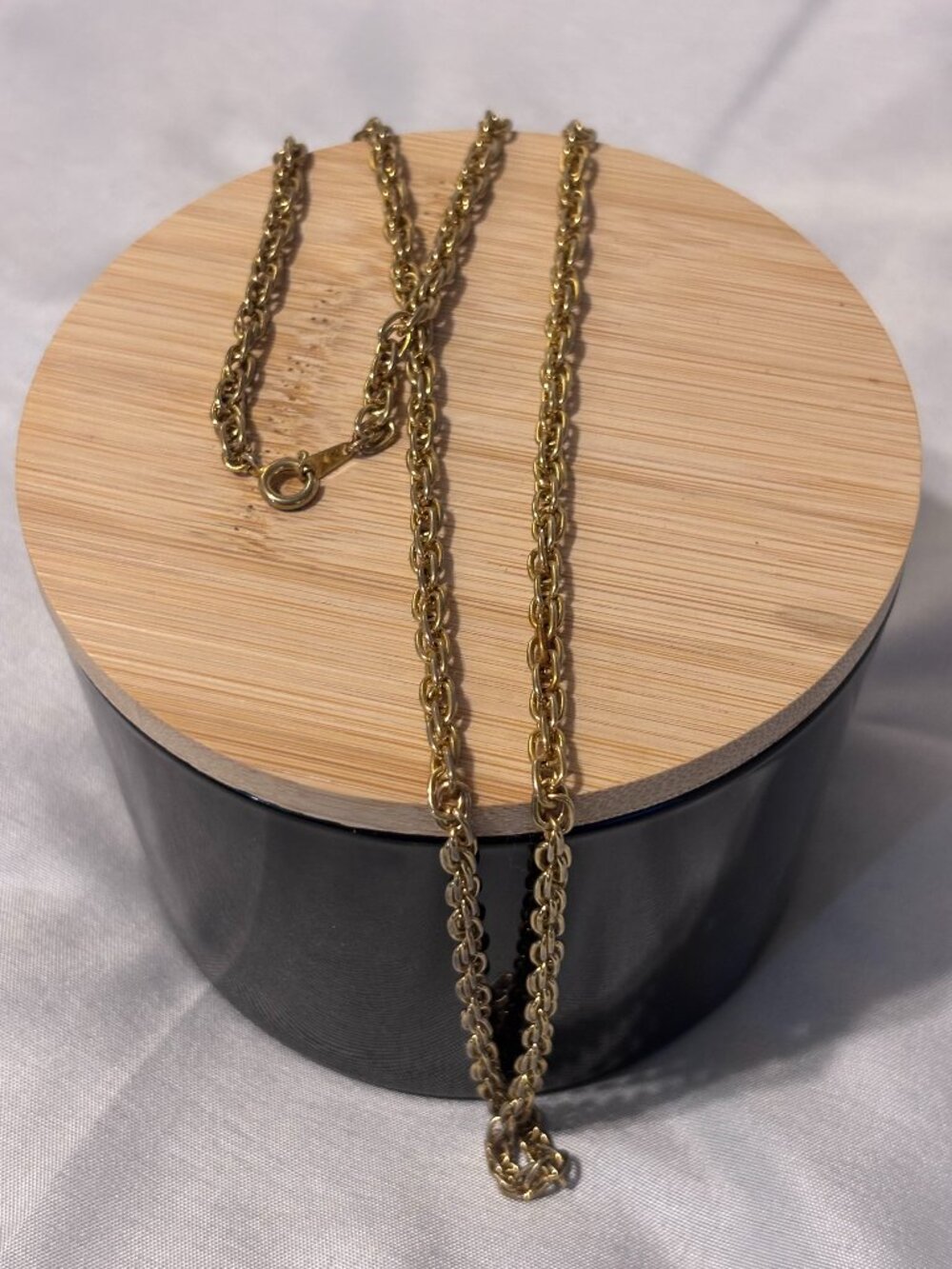 Gold Tone Vintage Style Chain Necklace 23” Chunky Double Link Costume Jewelry